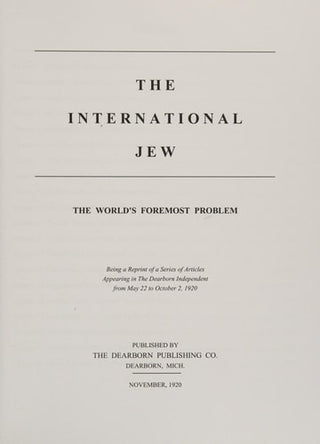 International Jew: The World's Foremost Problem